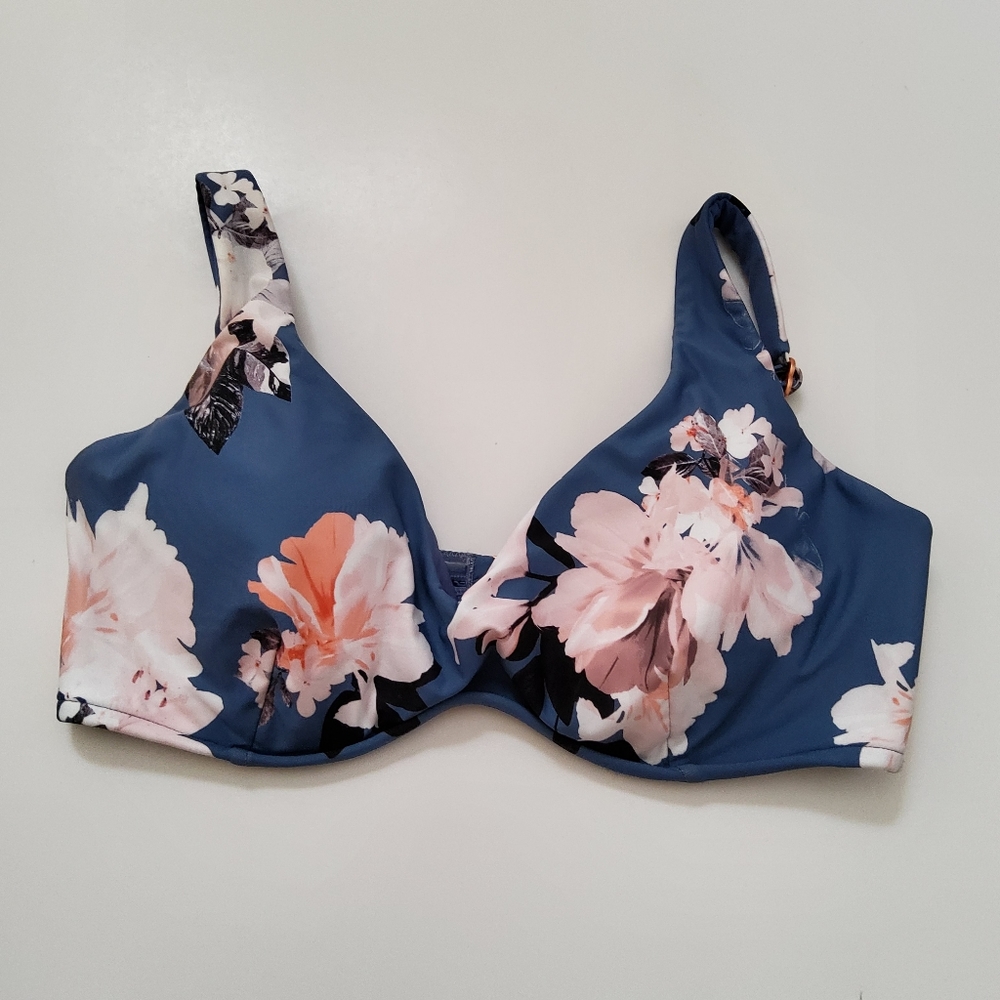 Milea Floral Bikini Swimsuit Top Size 10 Blue New